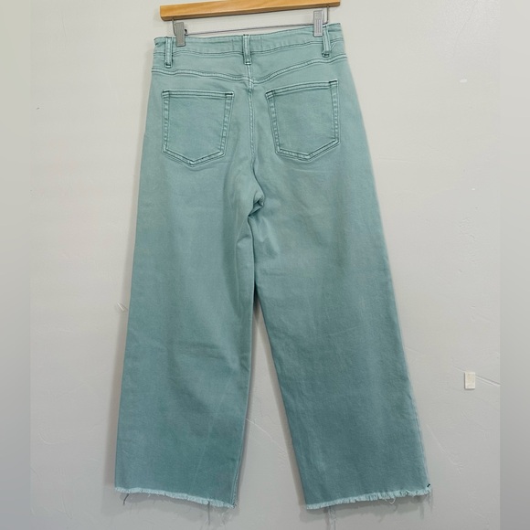 VERVET-Blue High Rise Ankle Wide Leg Jeans Sz 29 Light Green Chic - Picture 5 of 10